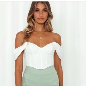 Hello Molly White Off-Shoulder Blouse